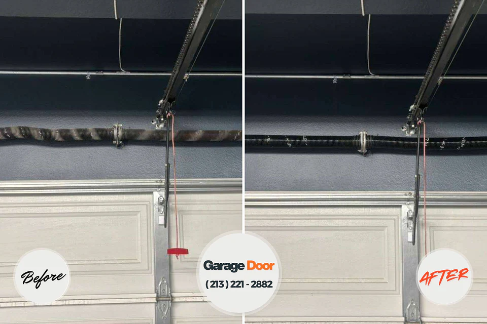 Before and after: garage door repair Langston, OK